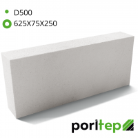 Перегородочный блок D500 625X75X250 Poritep